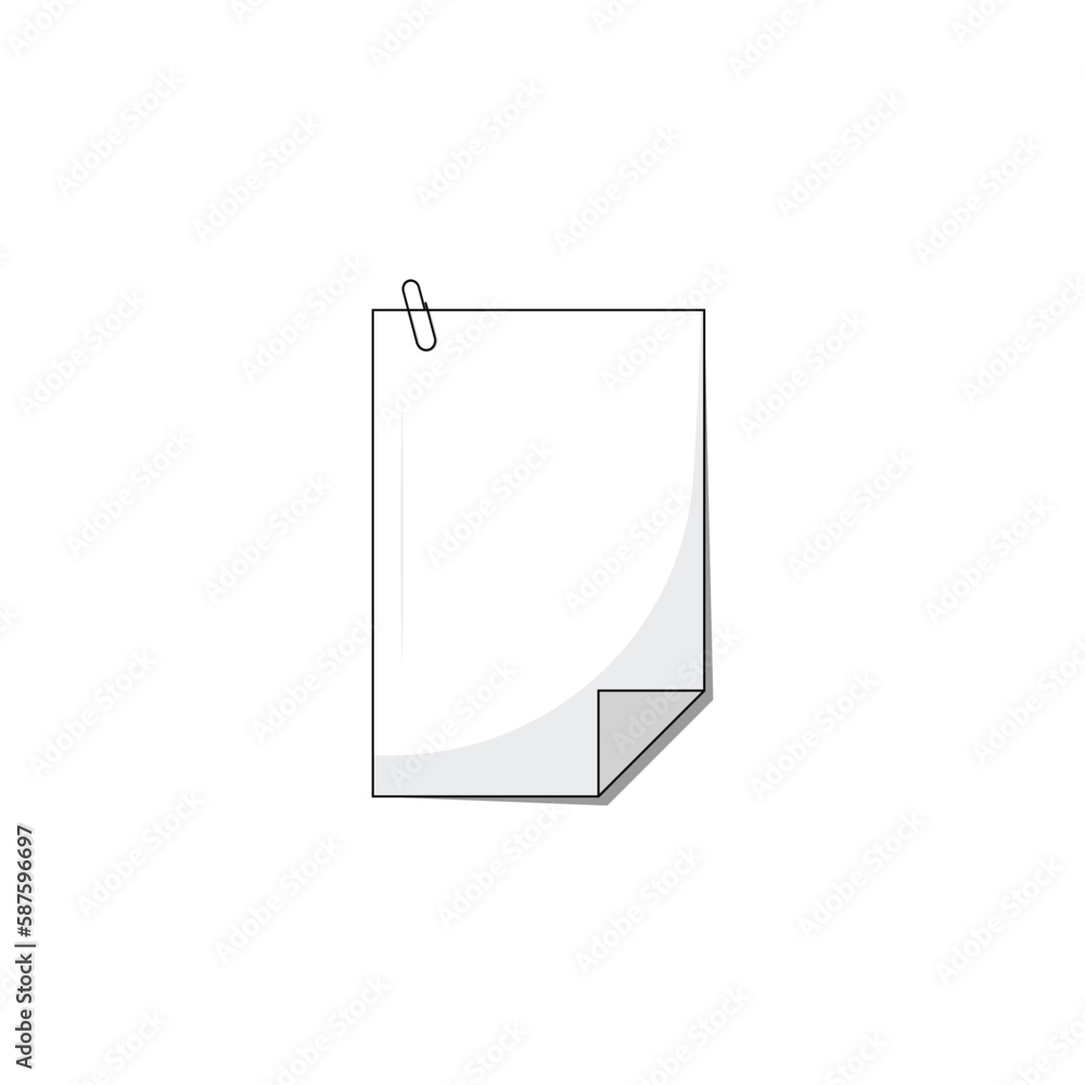 Paper and paper clip icon isolated vector graphics Paper and paper clip icon isolated vector graphics