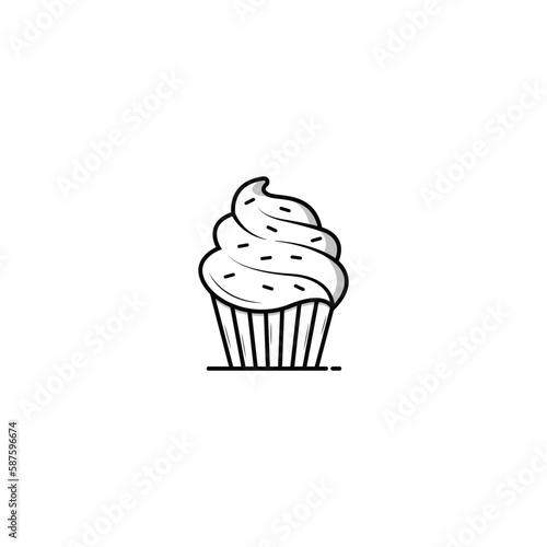 Cupcake icon isolated vector graphics