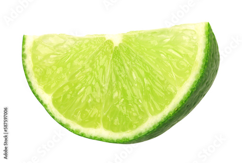 Natural fresh lime slice isolated, transparent png, PNG format, cut-out