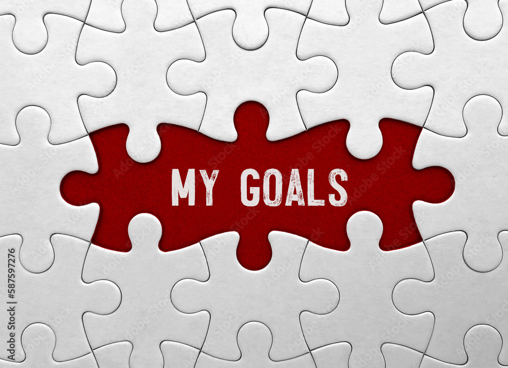 Word My Goals on red puzzle background