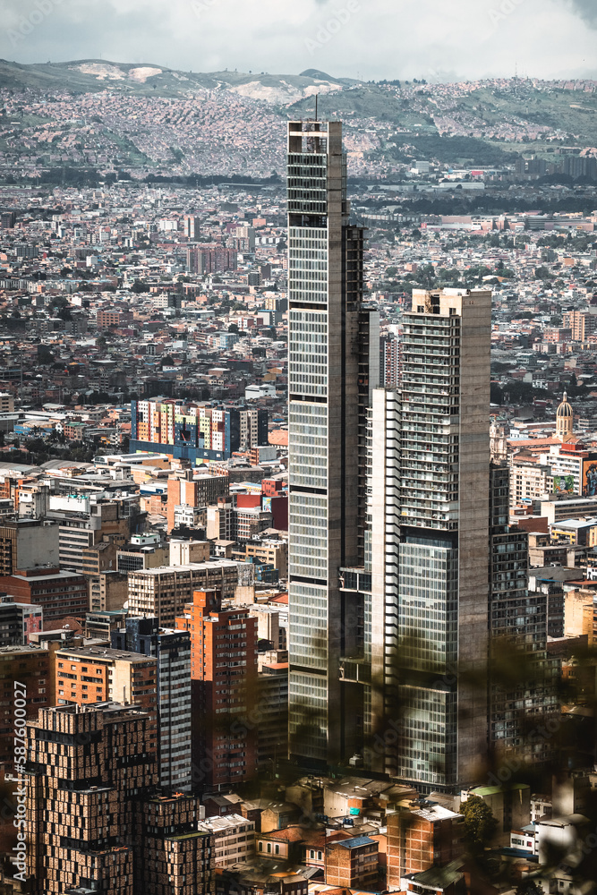Fototapeta premium Aerial Drone photo of comuna neighbourhood in Medellin, Colombia 