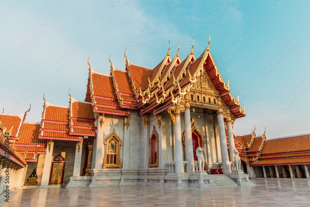 Fototapeta premium Architectural and landmarks of Bangkok, Thailand, Wat Benchamabophit Temple