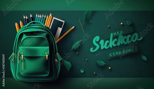 Back to school with school items and elements, Online Learning, study from home, back to school, flat design.