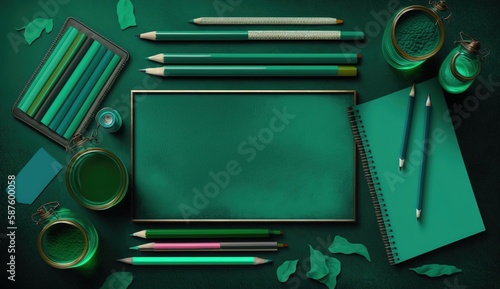 Back to school with school items and elements, Online Learning, study from home, back to school, flat design.