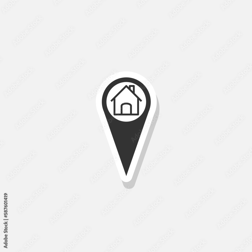 Map pointer with house icon sticker Map pointer with house icon sticker
