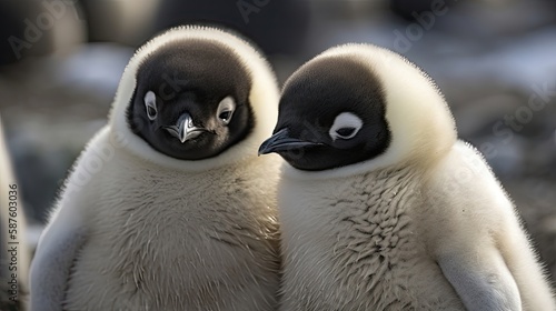 Emperor penguin chicks. Generative AI
