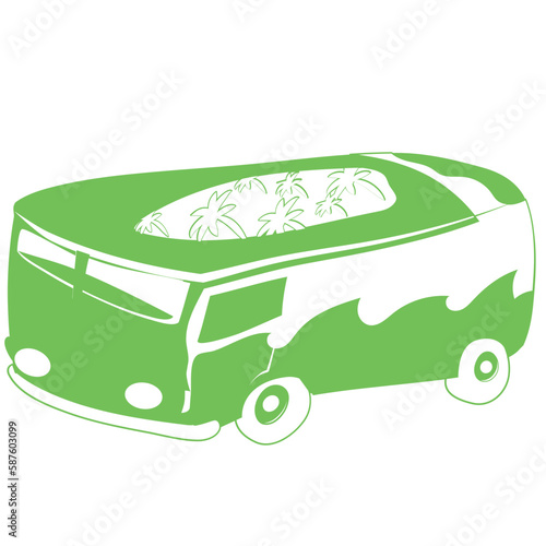 Beach van silhouette