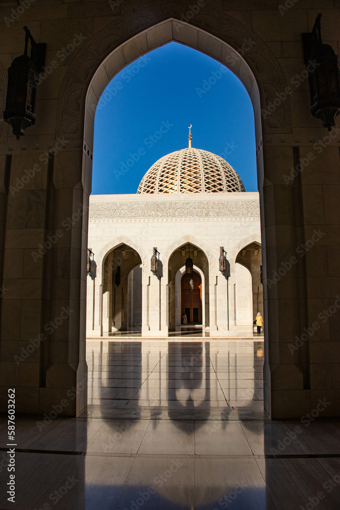 Dome at the impressive Sultan Qaboos Grand Mosque, Muscat, Oman