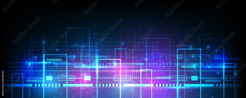 blue abstract hi-tech pattern background image