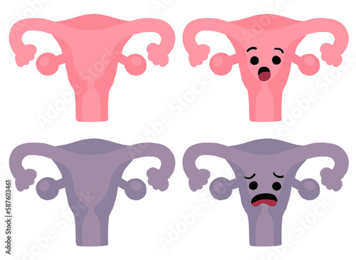 Cute Human Organ Uterus Anatomy Cartoon Character