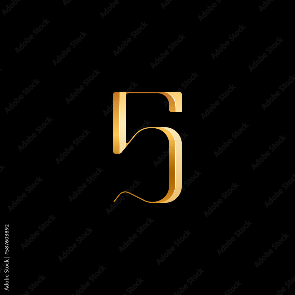 3d number 5 serif alphabet, beautiful elegant golden font classic perfect for logotypes, wedding invitations, or fashion or perfume design, brand etc, vector illustration 10EPS 3d number 5 serif alphabet, beautiful elegant golden font classic perfect for logotypes, wedding invitations, or fashion or perfume design, brand etc, vector illustration 10EPS
