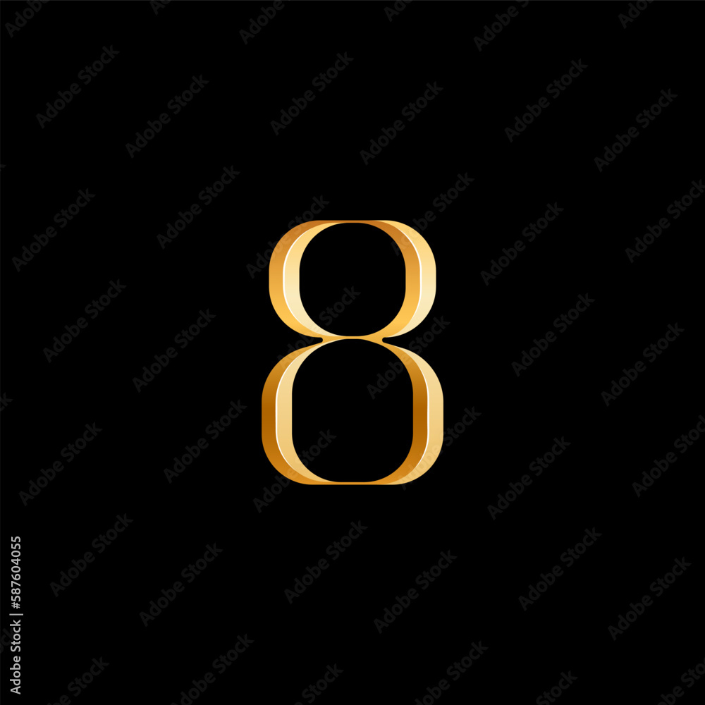 3d number 8 serif alphabet, beautiful elegant golden font classic perfect for logotypes, wedding invitations, or fashion or perfume design, brand etc, vector illustration 10EPS 3d number 8 serif alphabet, beautiful elegant golden font classic perfect for logotypes, wedding invitations, or fashion or perfume design, brand etc, vector illustration 10EPS