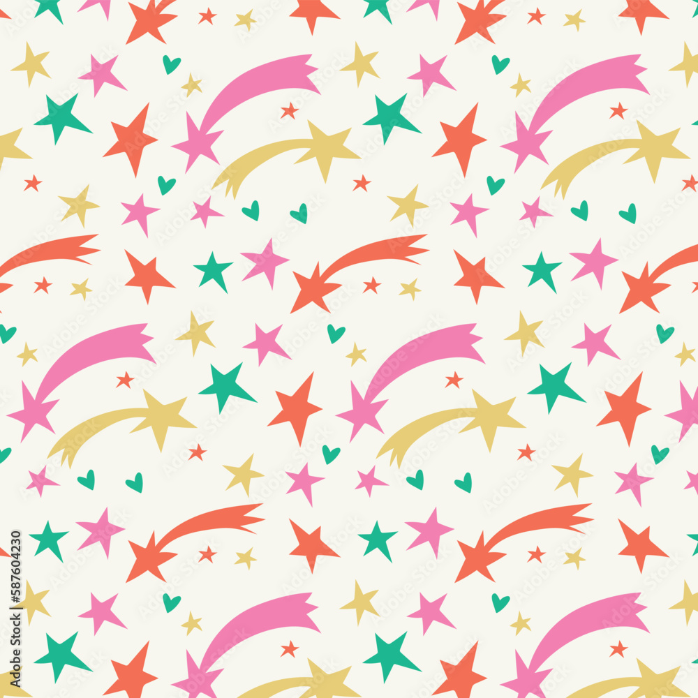 Obraz premium seamless pattern, cute girl drawing, vector graphic design for t-shirt, anime