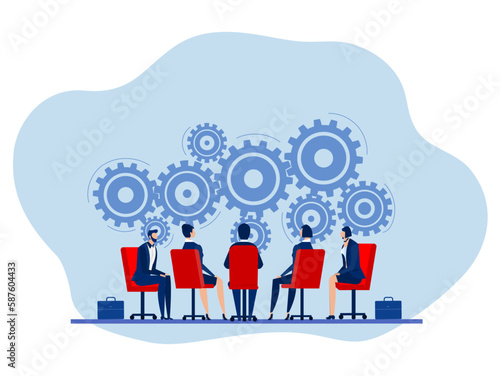 Gears idea management concept, Team business people meeting and manager optimizing cogwheels workflow system,Thinking process, the systematic exposition of the logical forms.Logician concept