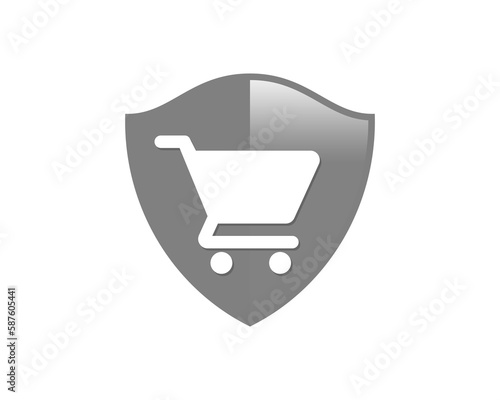 Shopping cart inside the shield protection logo