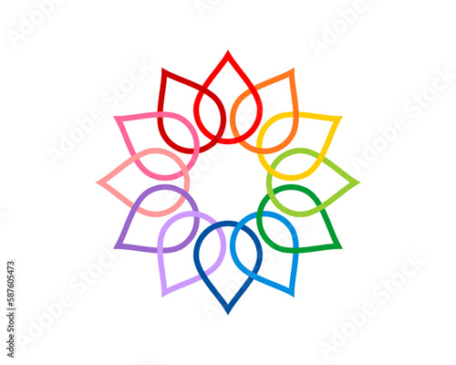 Abstract flower with spectrum color logo