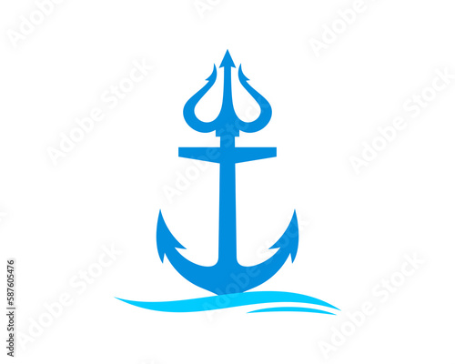 Anchor combination with trident logo