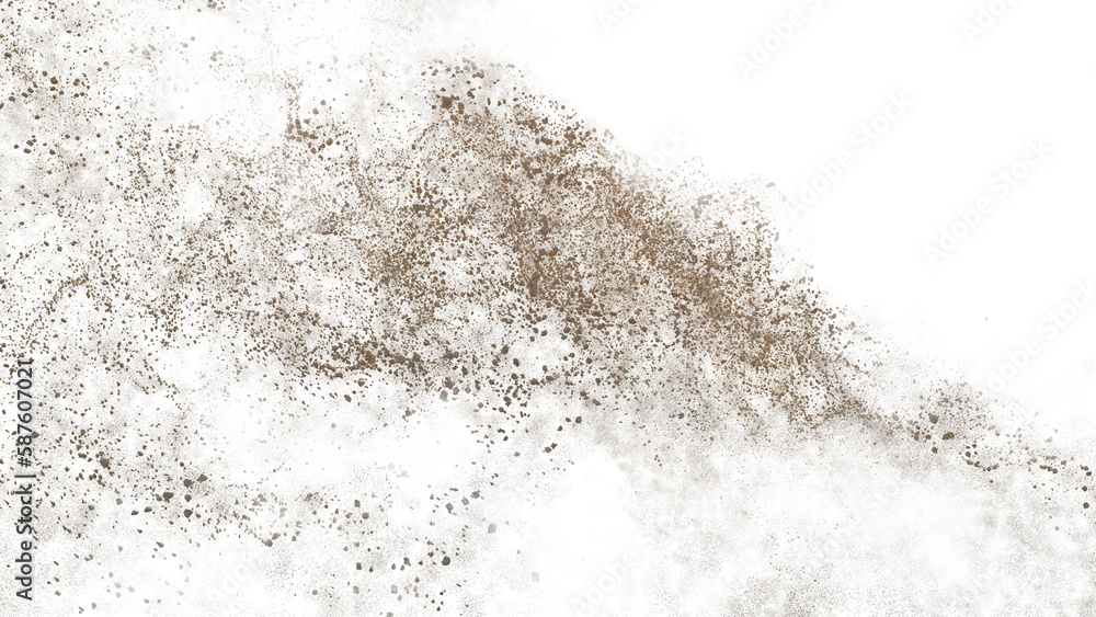flying debris and dust, isolated on transparent background 