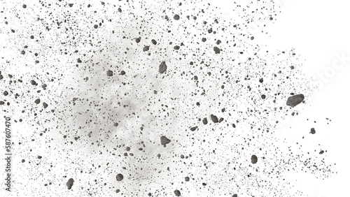 flying debris and dust, isolated on transparent background   photo