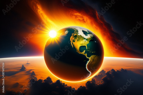 Earth and sun. Generative Ai