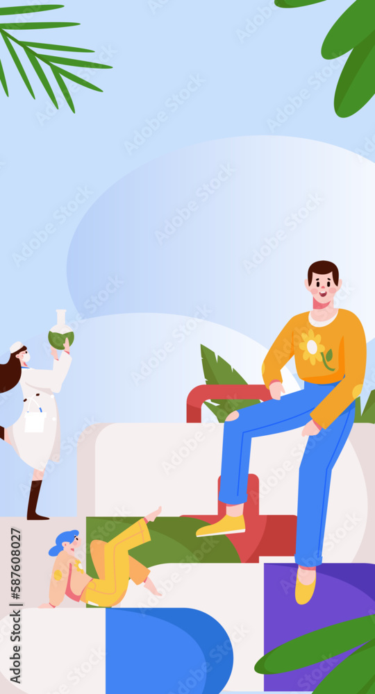 Fototapeta premium Medical Characters Anti-epidemic Flat Vector Concept Operation Hand Drawn Illustration 