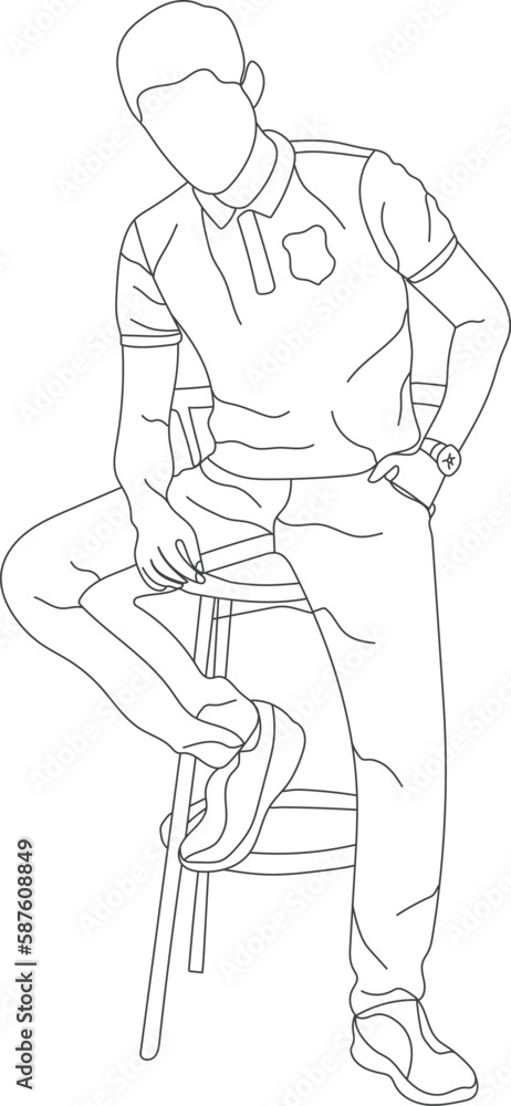 Man sitting on a chair line art with white background, illustration line drawing.
Man sitting on a chair line art with white background, illustration line drawing.