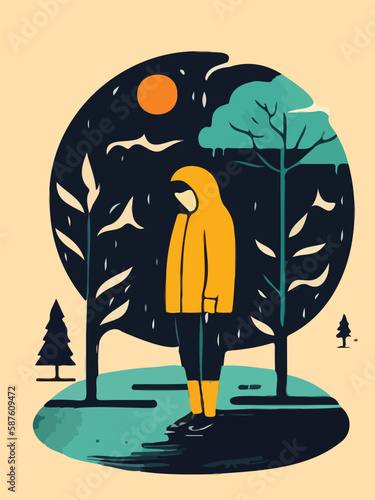 Climate anxiety and crisis. Perfect for illustrating psychological distress and the effect because of natural disasters, forest fires, and global warming issues. Eco concept. Generative AI