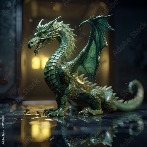 Green Dragon Figure - Generative AI © AI-STACK
