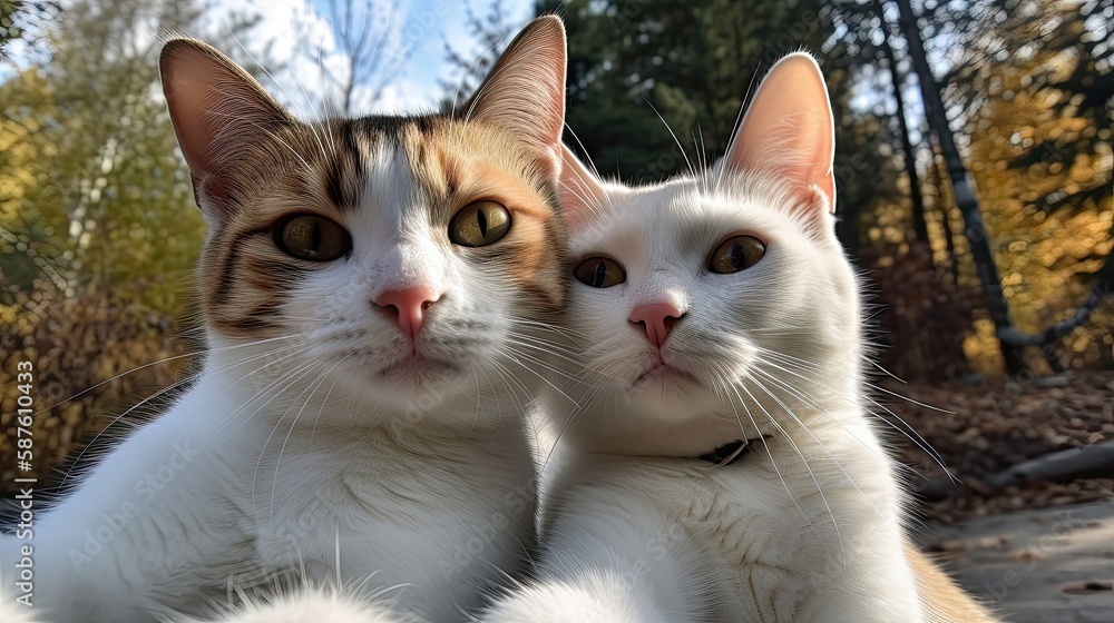Cats taking a selfie. Generative AI