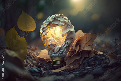 Creative lightbulb thinking new idea inspiration innovation solution concepts. Generative AI illustrations.