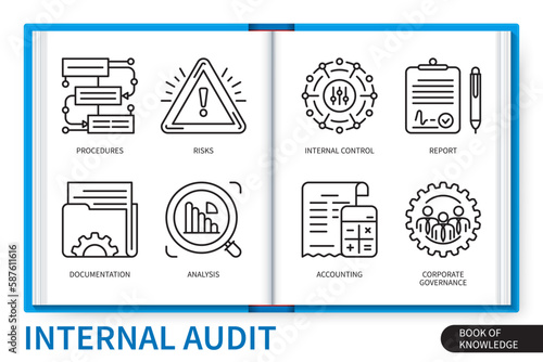 Internal audit infographics linear icons set