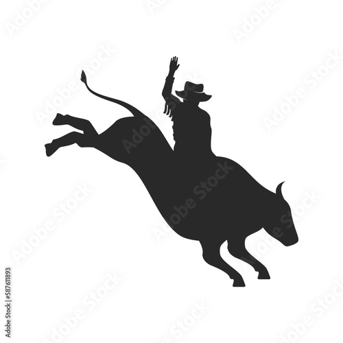 Bull riding rodeo logo