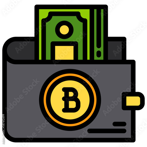 Bitcion wallet filled outline icon