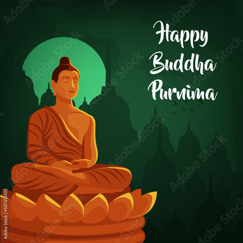 illustration of Buddha Purnima And Vesak
