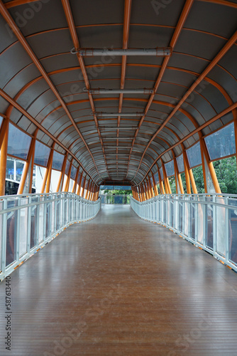 Skywalk or pedestrian bridge that connects the Commuterline Station and Transjakarta bus stop.