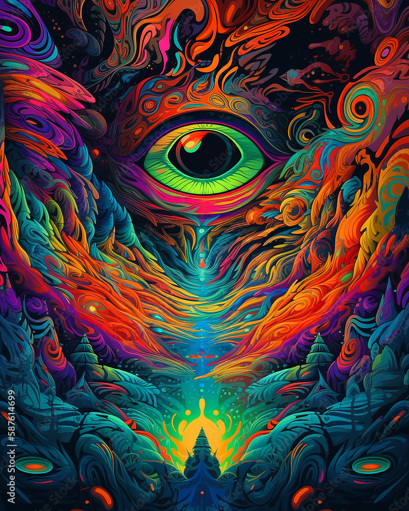 Psychedelic surreal landscape. Generative AI Psychedelic surreal landscape. Generative AI