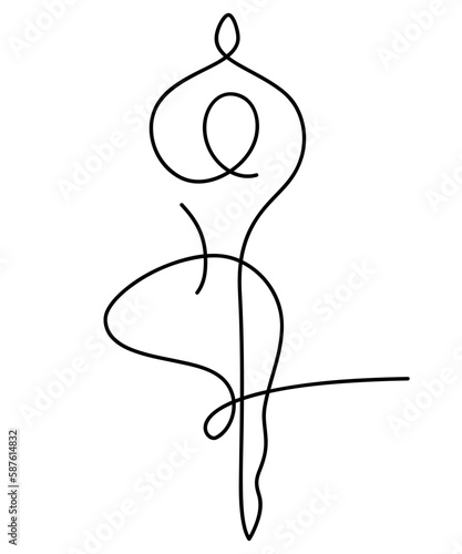 Yoga one line drawing Woman body shape vector logo