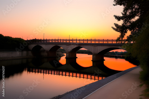 Bridge Over River Against Sky During Sunset