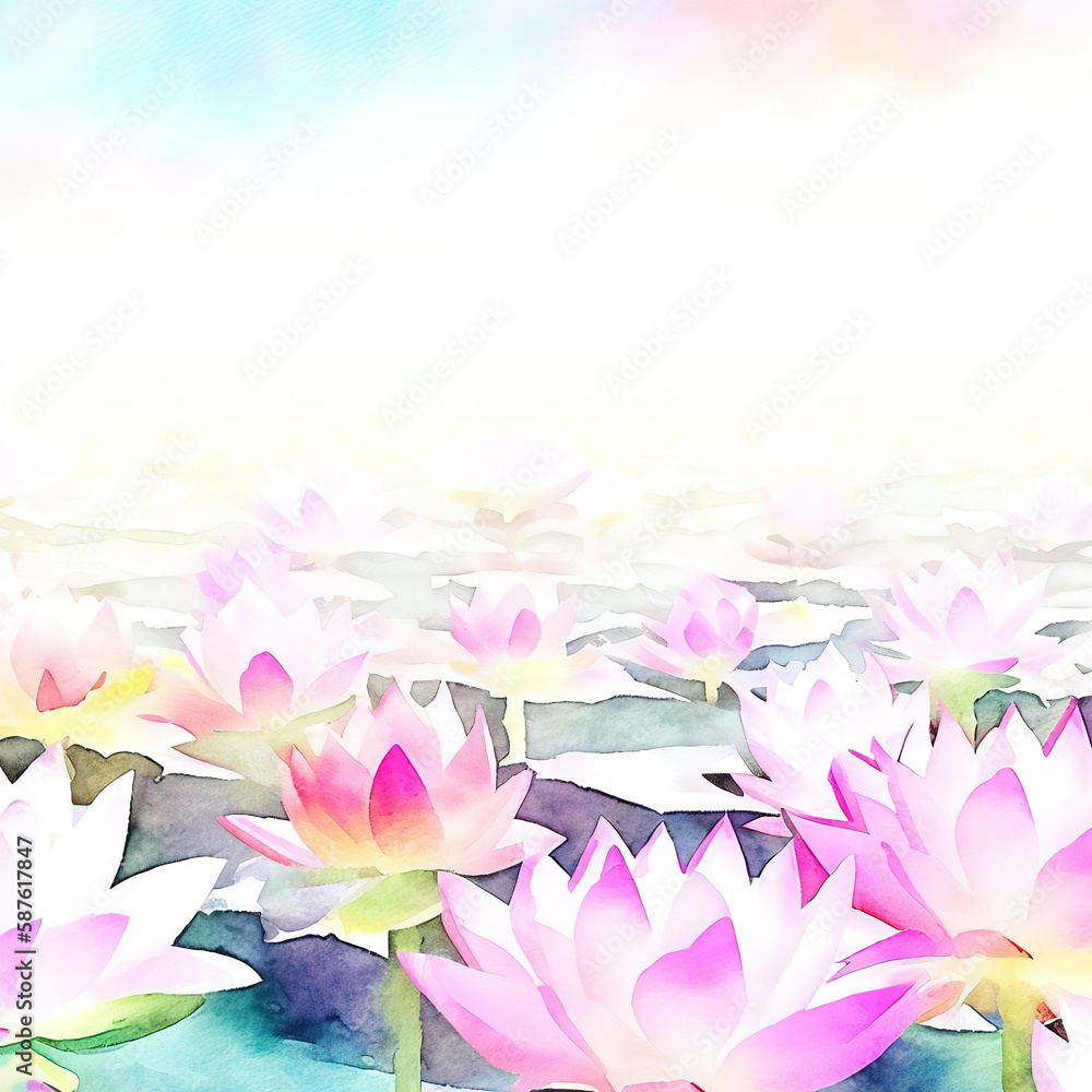 lotus in watercolor style with Generative AI