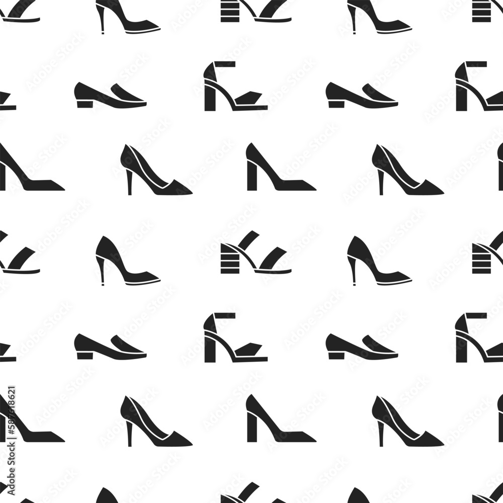 Fashion shoes seamless pattern footwear glyph icon