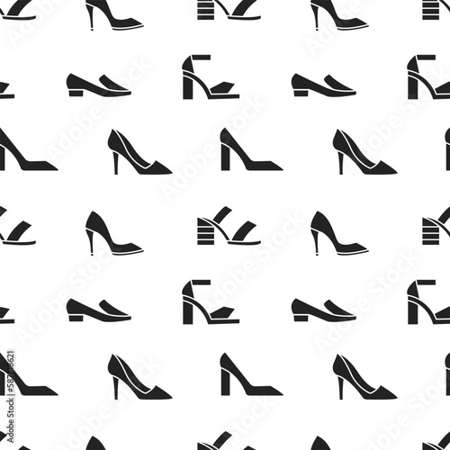 Fashion shoes seamless pattern footwear glyph icon