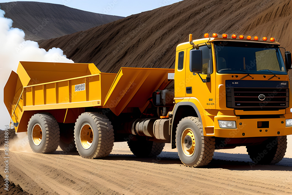 Mining dump trucks transporting Platinum ore for processing Mining dump trucks transporting Platinum ore for processing