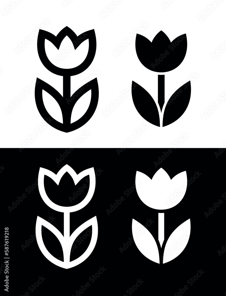 Flower icons set. Stylized tulip. Symbol of spring, beauty and holiday. Flower icons set. Stylized tulip. Symbol of spring, beauty and holiday.
