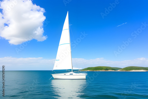 Sailboat In Sea Against Blue Sky © Floor