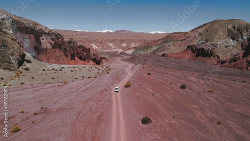 Rainbow Valley 4K footage red rocks in San Pedro de Atacama Desert Chile