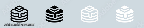 Pancake icon set in black and white. Butter syrup signs vector illustration.