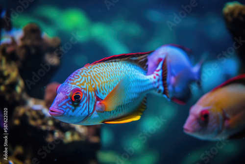 Beautiful tropical fish in the ocean, generative AI © Kien