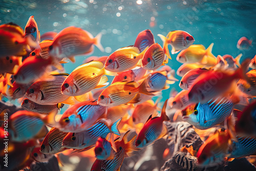 Beautiful tropical fish in the ocean, generative AI