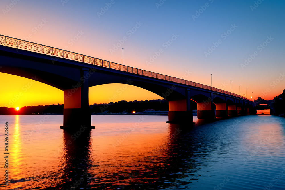 Bridge Over River Against Sky During Sunset
