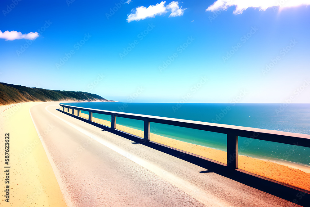Road By Sea Against Blue Sky